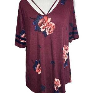 Yours Clothing Burgundy Red '95' Varsity Oversized T-Shirt